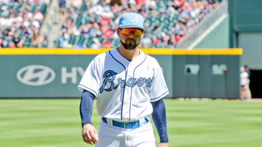 A powder-blue ribbon is displayed on the uniform of Cincinnati