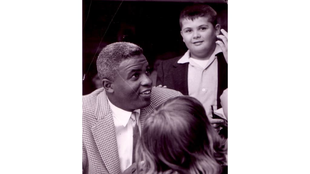 Jackie Robinson and Ron Rabinovitz at his 10th birthday party.