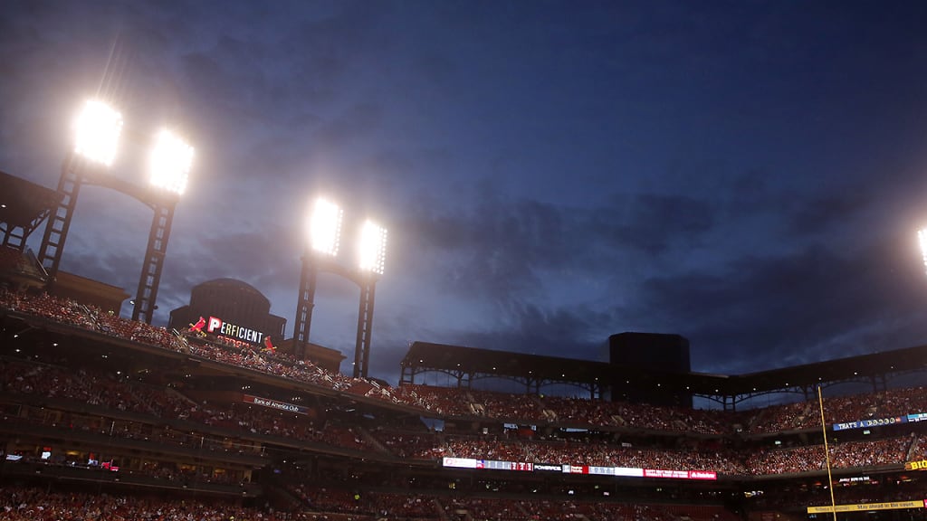 Police are investigating after a woman was grazed in the arm by a stray bullet while sitting in the stands Tuesday. (AP)