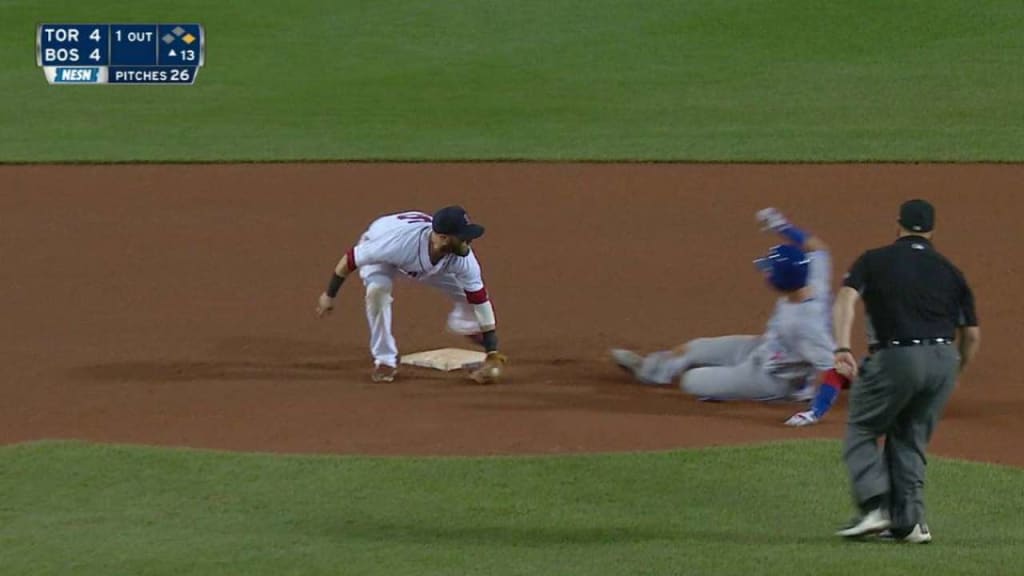 Toronto Blue Jays' Shea Hillenbrand is hit with a pitch from