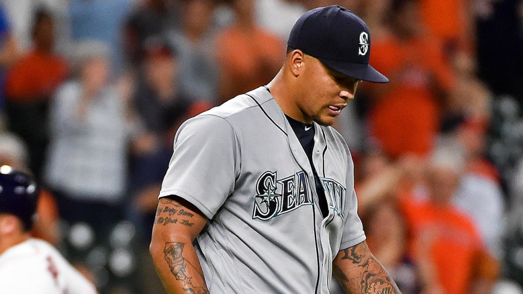 Mariners lefty Taijuan Walker reacts after giving up his third home run against Houston on Tuesday night. (AP)