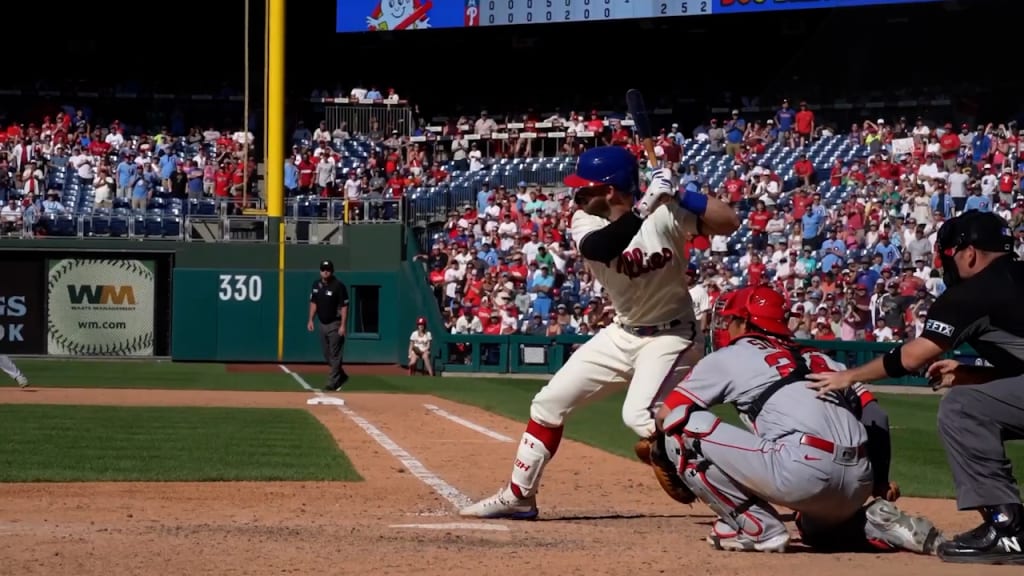 Phillies' Alec Bohm gets cut slamming bat in frustration vs. Angels