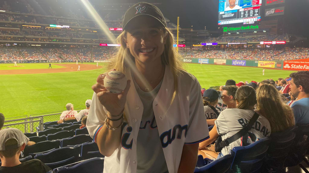 Mathewson holding the home run ball.