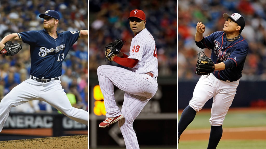 Milwaukee's Will Smith (left), Philadelphia's Jeanmar Gomez and Tampa Bay's Erasmo Ramirez are a few names linked to the Giants. (AP)