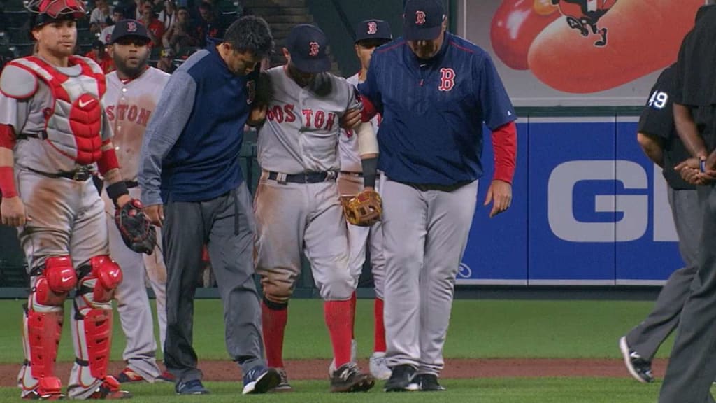 Pedroia leaves after collision