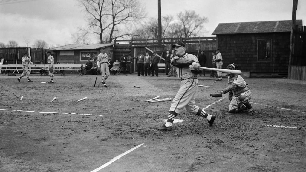 George Kurowski practicing in Cairo, Ill. in March 1943. Two years later, he and his teammates would go fishing here.