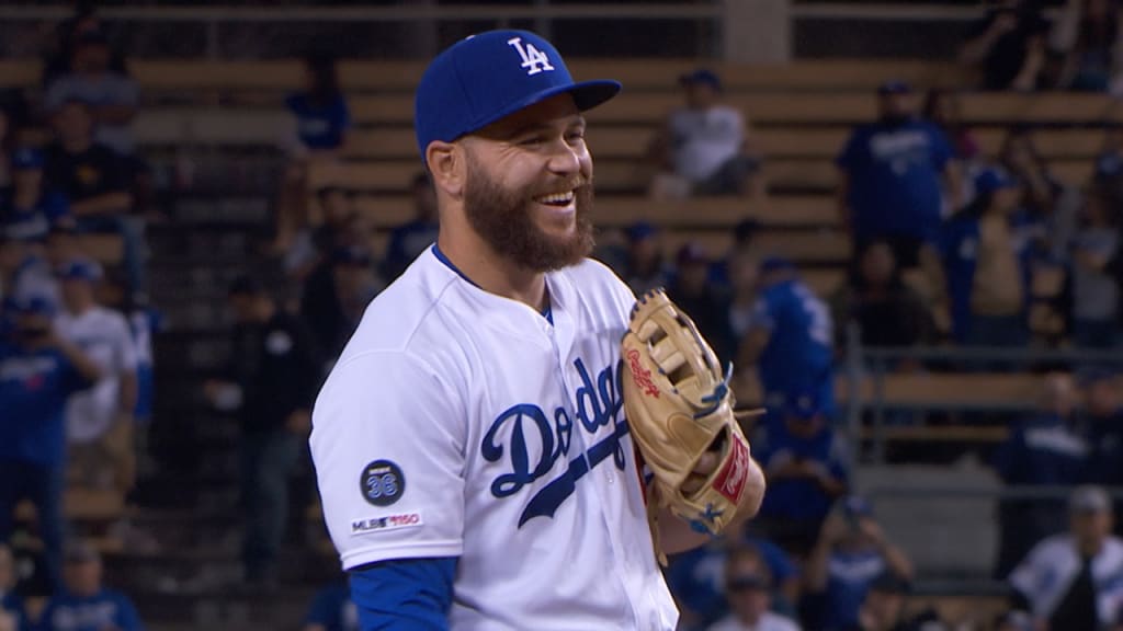 Los Angeles Dodgers' Russell Martin, left, and New York Yankees