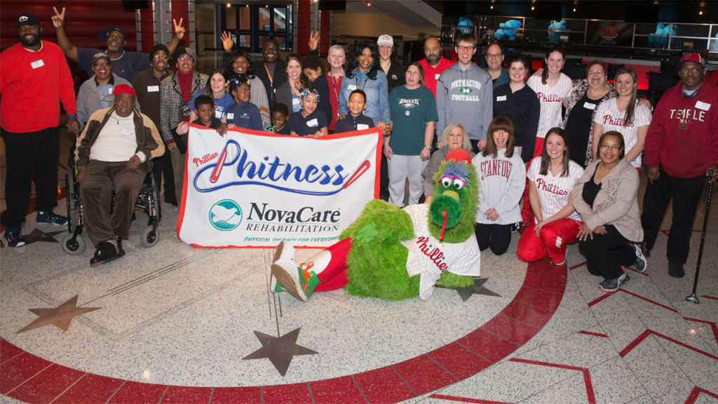 The workout was held at Citizens Bank Park for elementary students with autism and an adult aphasia group. (Mitchell Leff/Phillies)