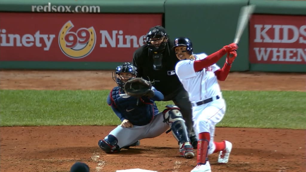 MOOKIE BETTS, Red Sox rookie center fielder rounds third base after hitting  a home run