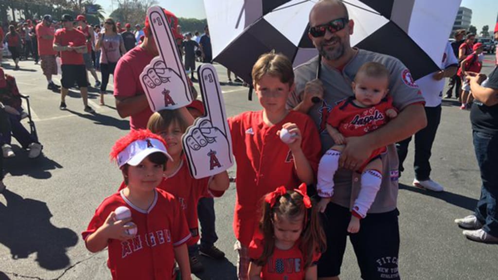 This family was among the fans to send the Angels off to Spring Training on Thursday. Looks like the Halos fan base is solid well into the next generation. (Angels)