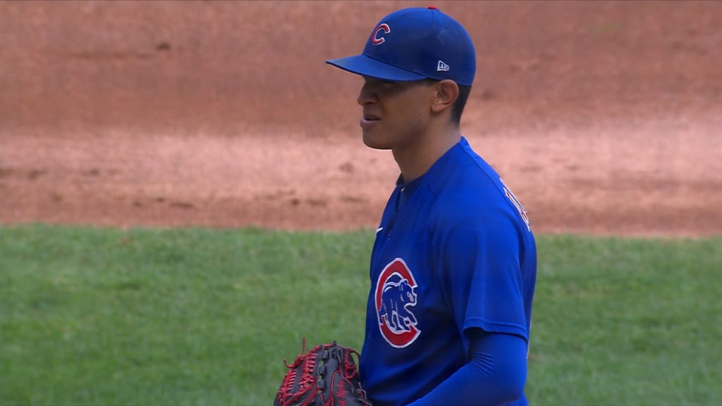 Chicago Cubs left fielder Joc Pederson (24) reacts as he takes