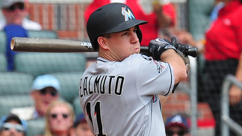 Marlins catcher J.T. Realmuto, who began a rehab assignment with Jupiter, went 3-for-3 with a homer. (Getty)