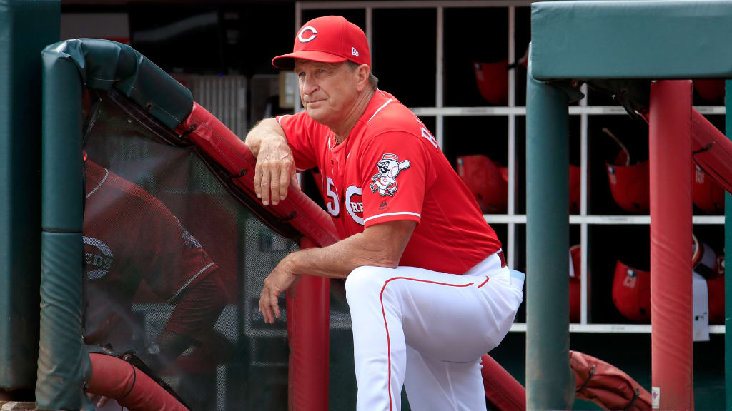 CINCINNATI, OH - SEPTEMBER 12: Jim Riggleman the manager of the Cincinnati Reds watches the action against the Los Angeles Dodgers at Great American Ball Park on September 12, 2018 in Cincinnati, Ohio. (Photo by Andy Lyons/Getty Images)