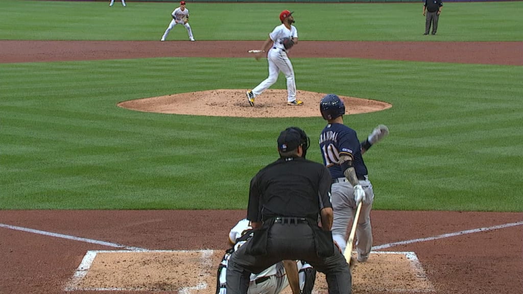 BREAKING: Orlando Arcia leaves game after taking 98mph fastball