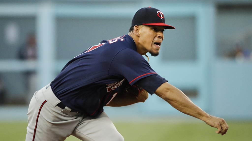 Minnesota Twins starting pitcher Jose Berrios throws against the Los Angeles Dodgers during the first inning of a baseball game, Tuesday, July 25, 2017, in Los Angeles. (AP Photo/Jae C. Hong)