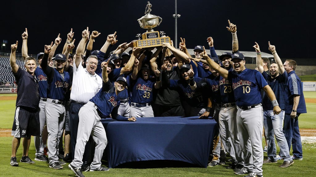 The Scranton RailRiders celebrate after winning the Governors' Cup
(Chris Roughgarden/Gwinnett Braves).