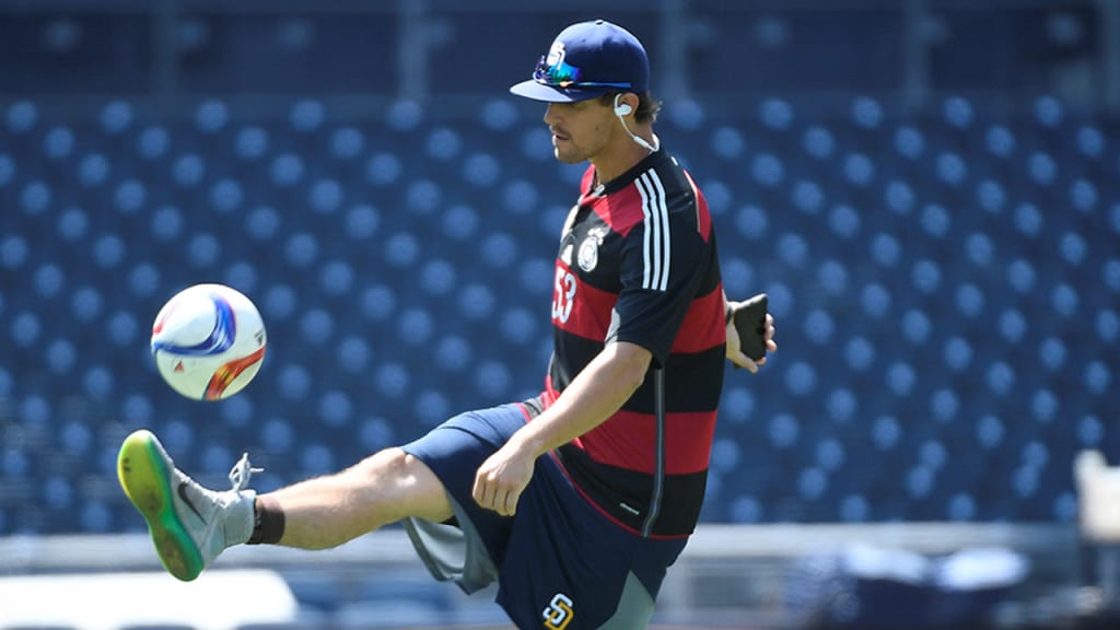 "Soccer is something that will always mean something to me. It's fun," said Christian Friedrich. (Andy Hayt/San Diego Padres)