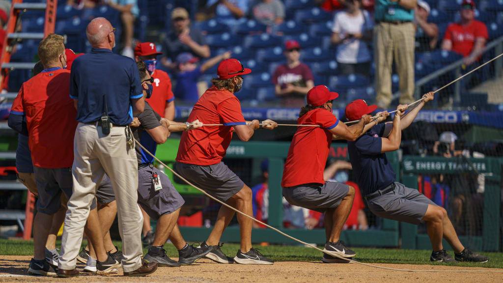 Philadelphia Phillies' John Kruk waves to the crowd before a baseball game  against the New York Mets, Saturday, Aug. 12, 2017, in Philadelphia. He hit  for the cycling in his first game