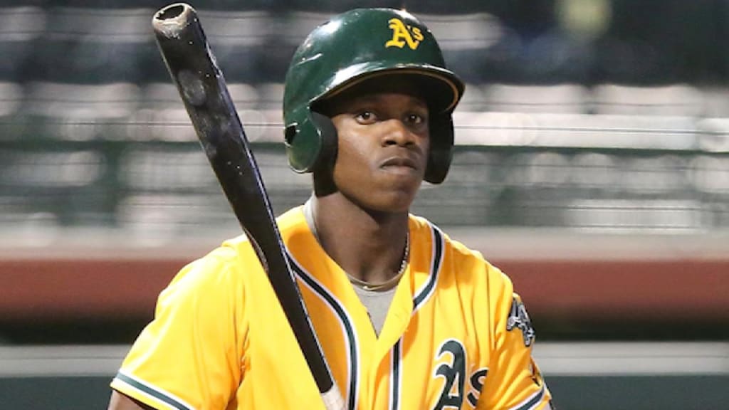 Mickey McDonald of the Oakland Athletics bats during the game