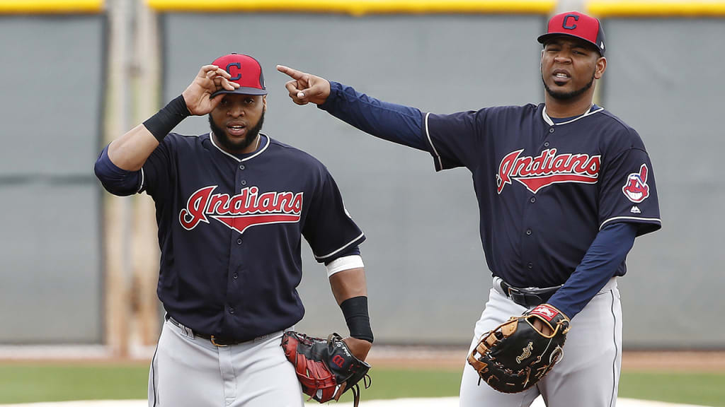 Carlos Santana (left) and Edwin Encarnacion were teammates for the Dominican Republic in the 2013 World Baseball Classic. (AP)