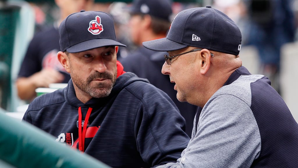 Indians pitching coach Mickey Callaway (left) is one of several managerial candidates currently working for a postseason contender. (Getty)