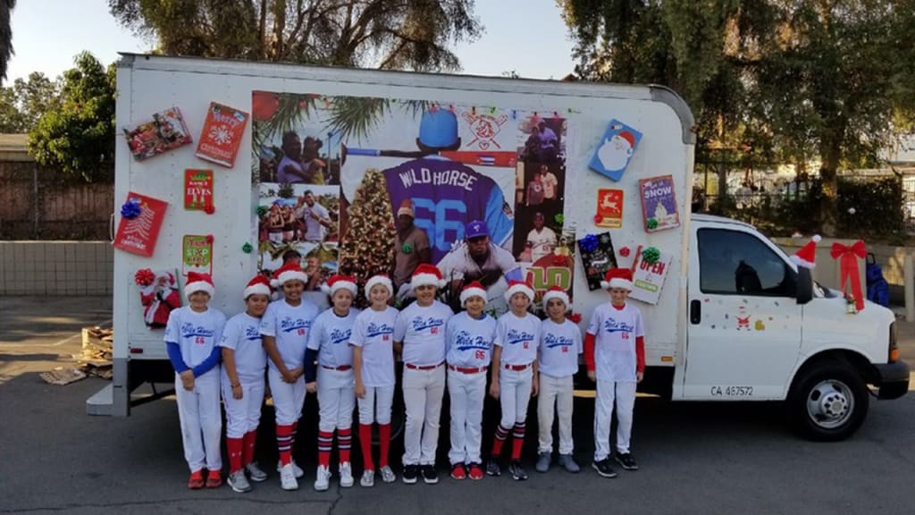 Yasiel Puig's Wild Horse Children's Foundation donated 600 toys to Los Angeles children on Monday. (Wild Horse Children's Foundation)