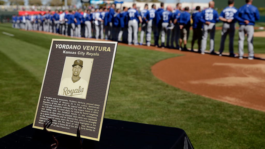 Yordano Ventura, who died in a car crash in the offseason, will be honored prior to Monday's A's-Royals game in Kansas City. (AP)