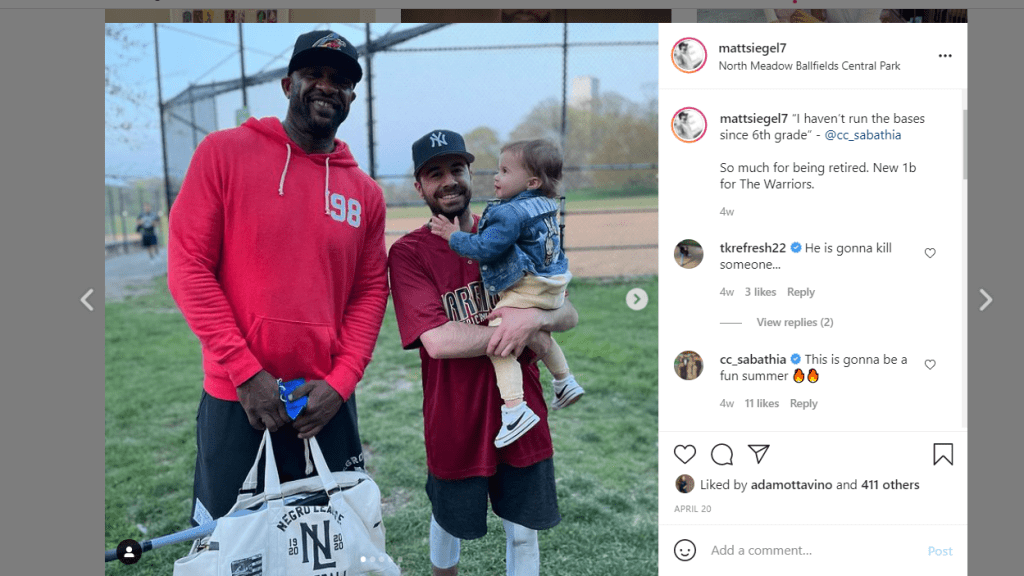 CC Sabathia playing in softball league in New York's Central Park