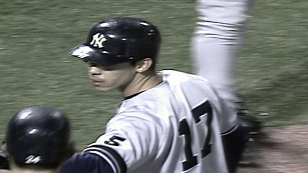 Chuck Knoblauch of the New York Yankees watches his two-run home