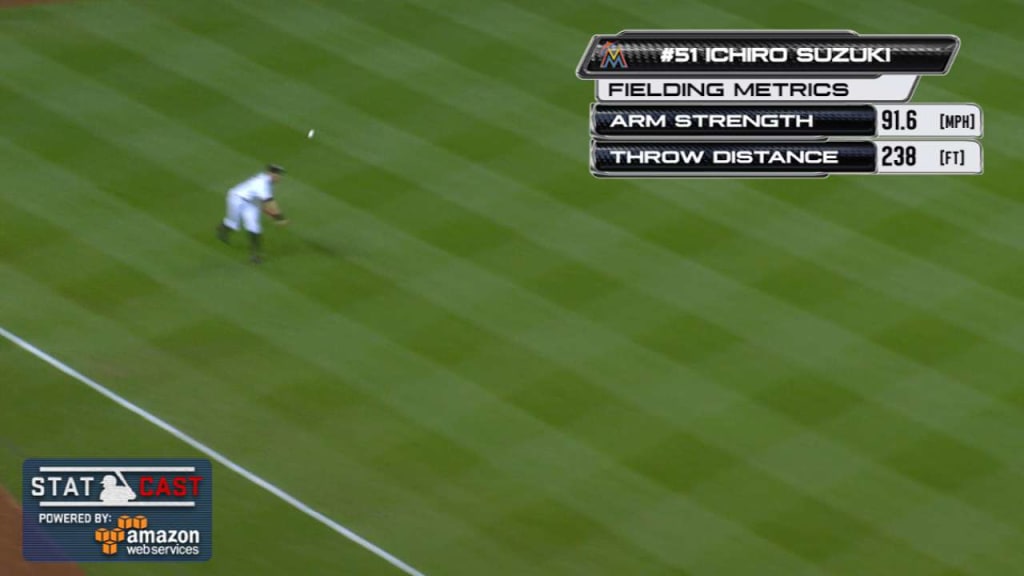 Ichiro Suzuki makes great throw home for out