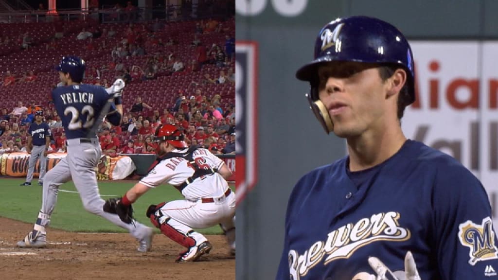 Yelich triples to complete cycle
