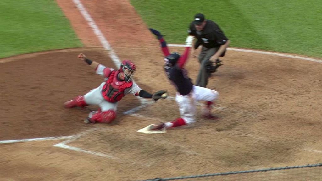 Rajai Davis awkwardly faceplanted into home plate but was somehow