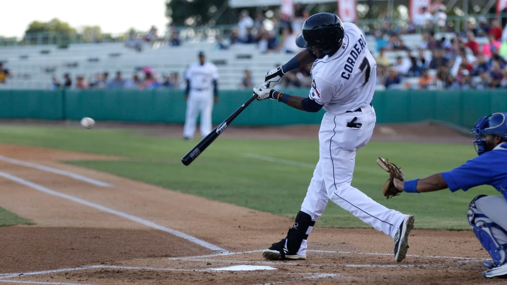 Franchy Cordero hit his 15th triple of the season between Class A Advanced Lake Elsinore and San Antonio to tie Luis Salazar's Padres' Minor League system record of 15 triples in a season set in 1980 with Triple-A Hawaii.