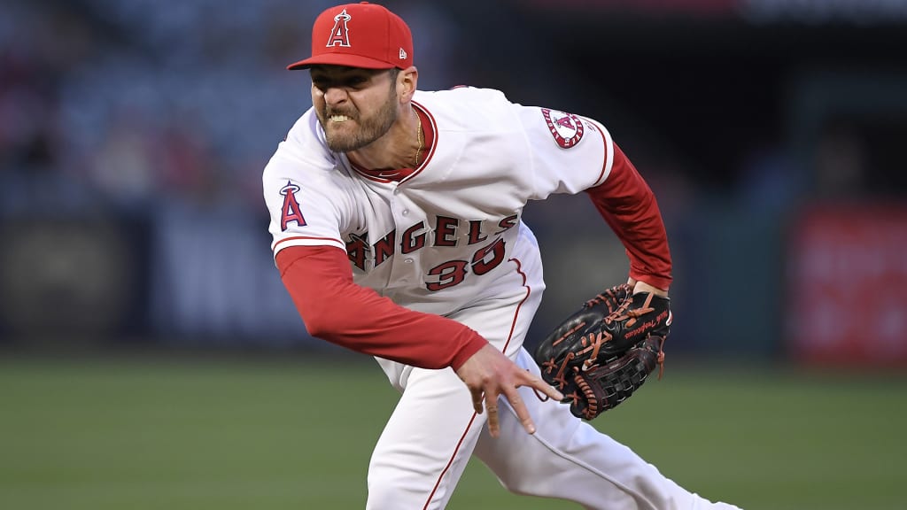 Los Angeles Angels starting pitcher Nick Tropeano throws to the plate during the first inning of a baseball game against the Baltimore Orioles Tuesday, May 1, 2018, in Anaheim, Calif. (AP Photo/Mark J. Terrill)