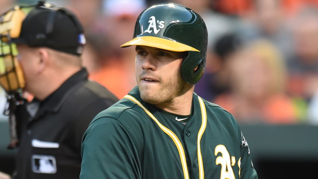 A's catcher Josh Phegley is resting comfortably in a Bay Area hospital after receiving treatment for synovitis in his right knee. (Getty)