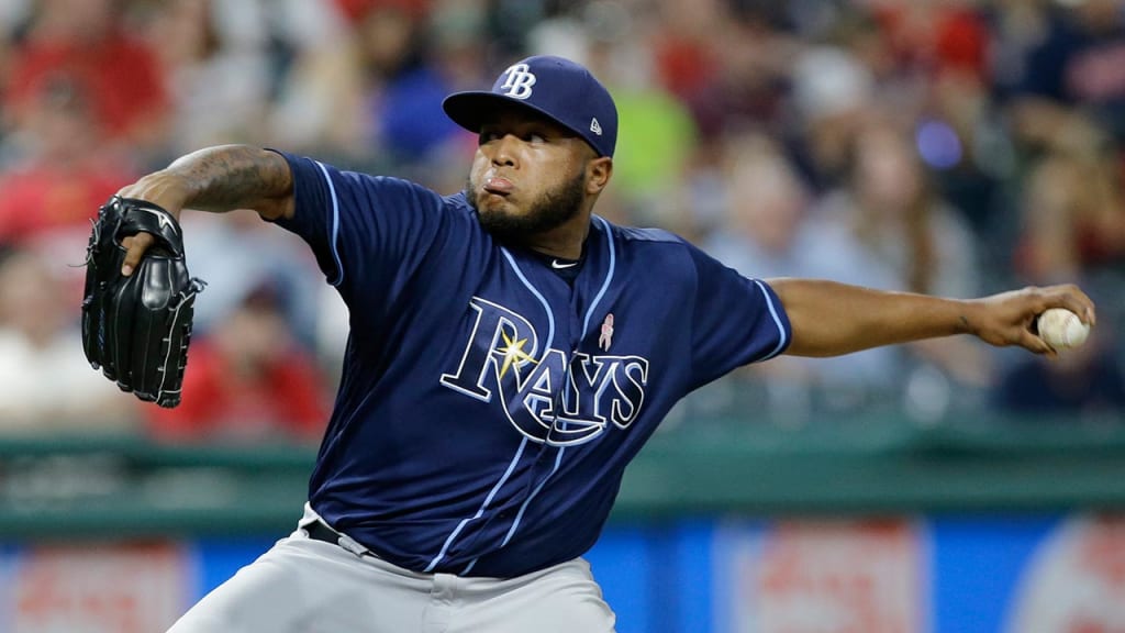 Jose Alvarado, 21, pitched two scoreless innings against the Tribe on Tuesday night. (Tony Dejak/AP)