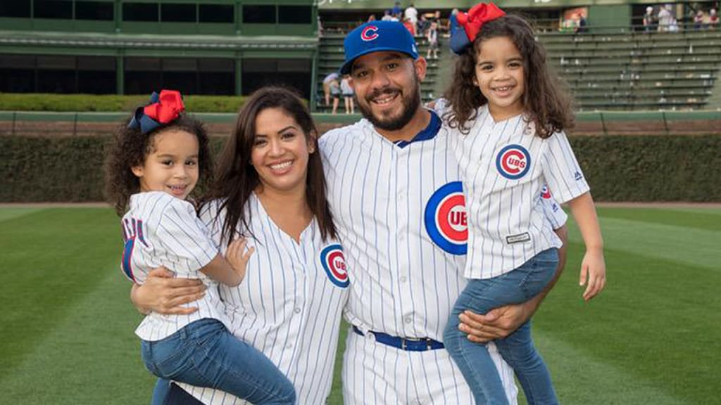 Rene Rivera and his wife, Mariel Perez, said their 4-year-old twin daughters, Julianna and Ivanna, were the inspiration behind the toy drive. (Chicago Cubs)