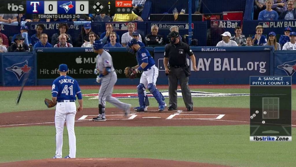 Gomez flips his bat after walk