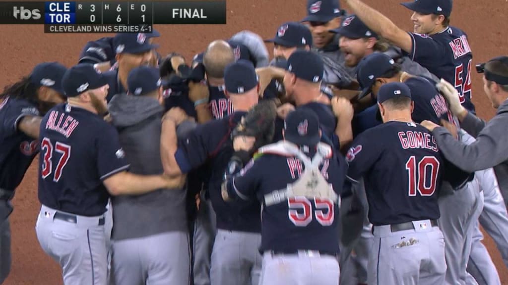 Roberto Perez & Cody Allen 2016 Cleveland Indians Celebrate 