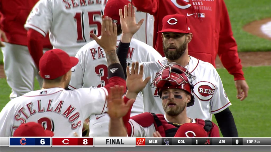 Joey Votto showed up for his postgame in a jersey from Kyle