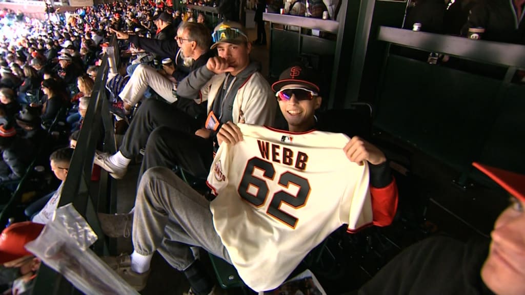 Logan Webb had to wear a Warriors jersey to batting practice after