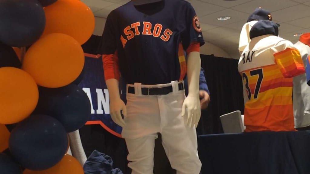 HOUSTON Astros MLB Baseball Blue/Orange Team Throwback Jersey