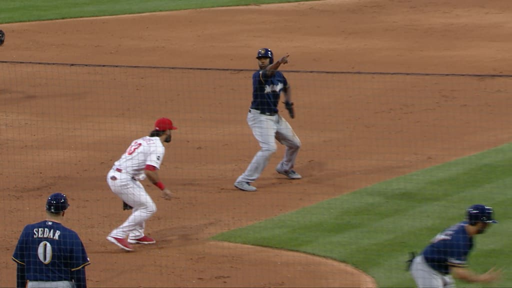 Lorenzo Cain gets nailed directly in the nads on a bad hop : r
