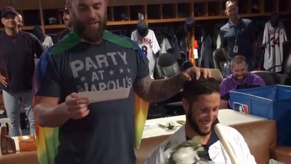 Yan Gomes' teammates put a lot of effort into Saturday's pregame ceremony. (Twitter)