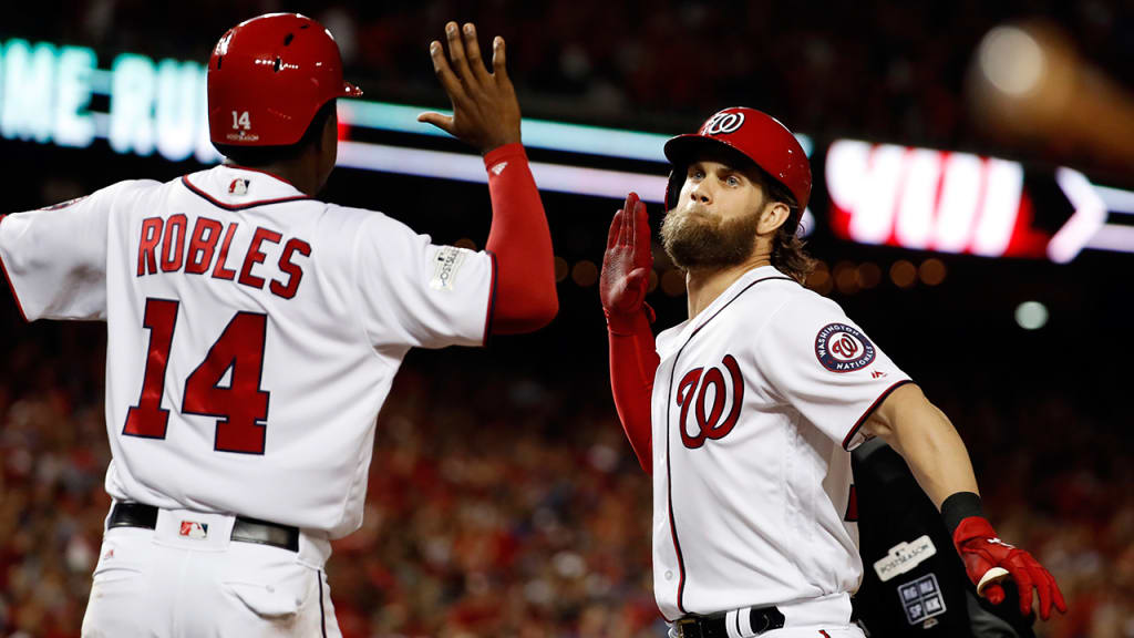 Bryce Harper discusses his two-run, game-tying home run in the 8th inning and more after the Nationals' 6-3 win over the Cubs in Game 2.