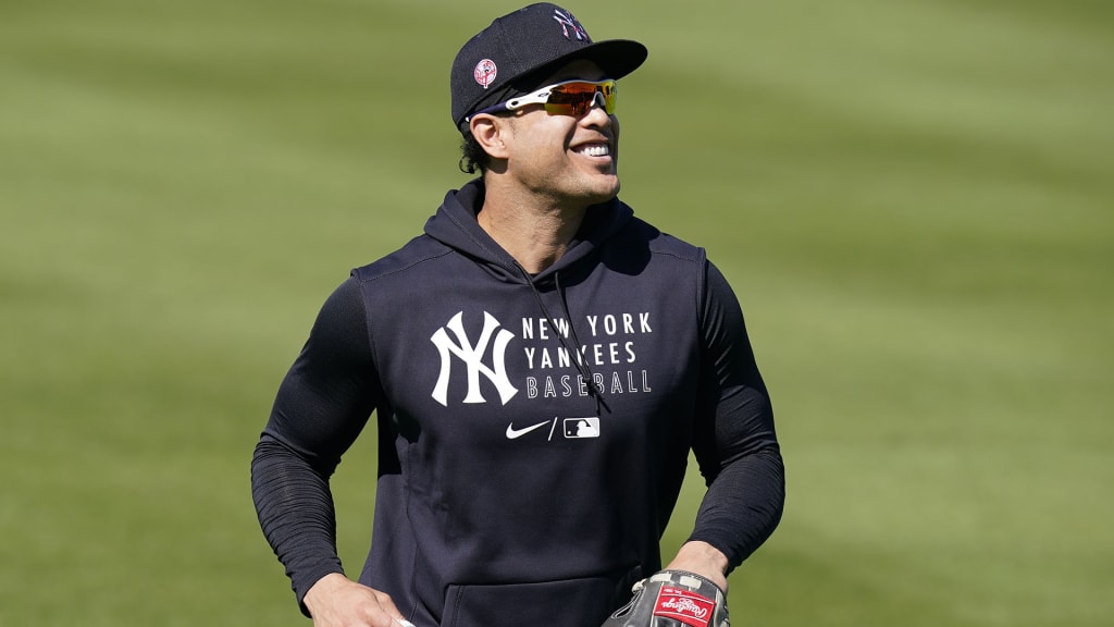 Giancarlo Stanton takes batting practice Yankee Stadium