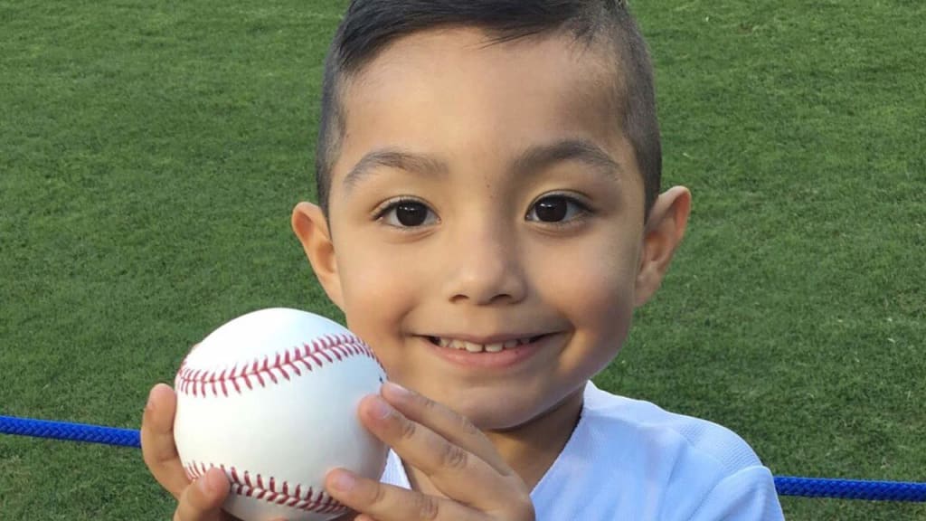 Nathan Flores enjoyed pregame festivities as a guest of the Dodgers. (Los Angeles Dodgers via Twitter)