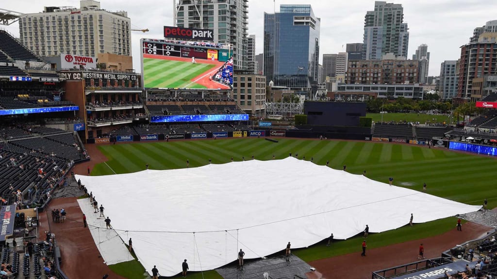 The finale of San Diego's three-game set with the Dodgers was postponed by rain on Sunday. (MLB.com)