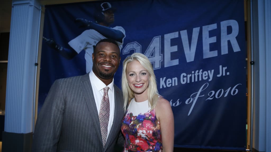 Ken Griffey Jr. and Mandy Lincoln at the Kid's Hall of Fame induction party in Cooperstown.
