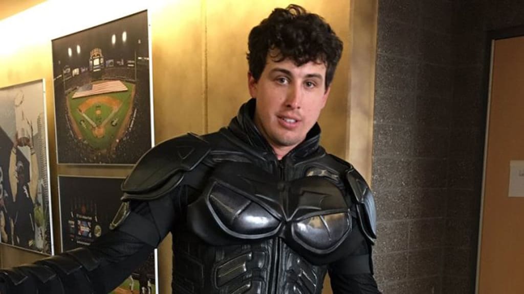 Derek Holland is keeping it loose at White Sox camp, even wearing a Batman suit on Wednesday. (Chris Gabel/MLB.com)